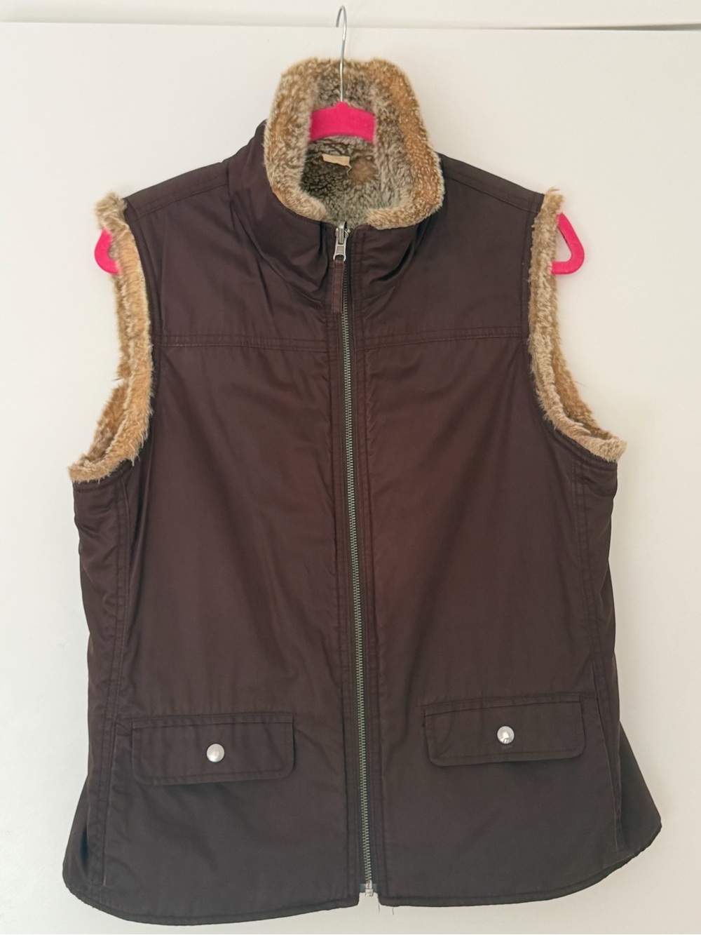 Brown Faux Fur-Lined GAP Vest